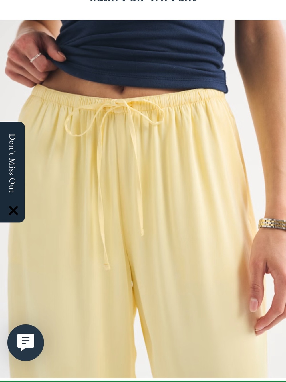 abercrombie & fitch gemma satin pull-on pants pastel butter yellow wide leg sz L - Picture 2 of 14